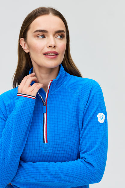 Cherie fleece grid zip neck W