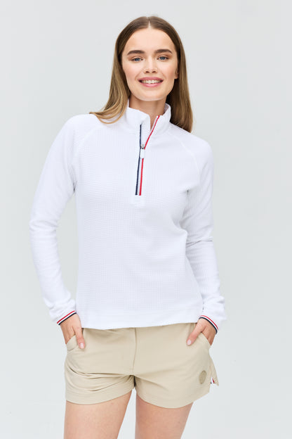 Cherie fleece grid zip neck W